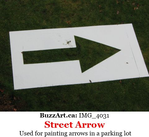 Used for painting arrows in a parking lot